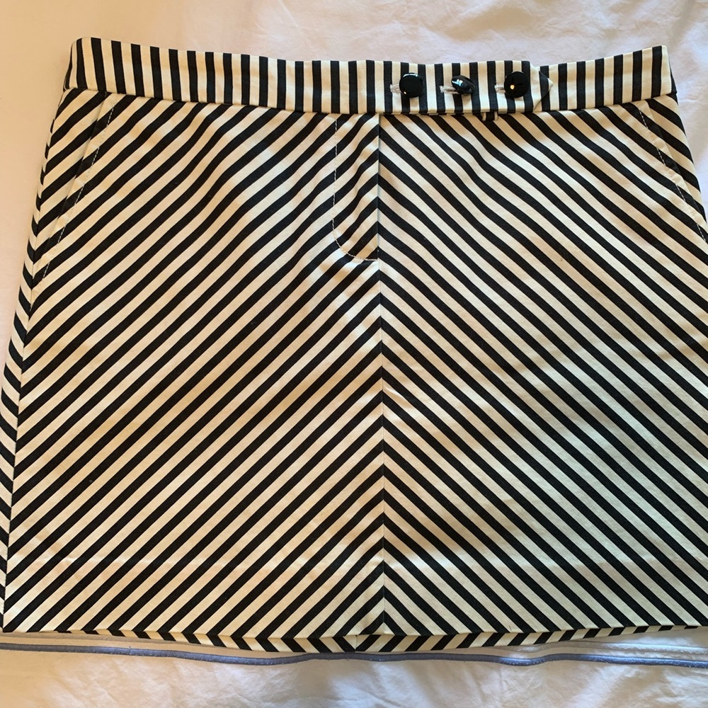 Black and White Striped Mini Skirt